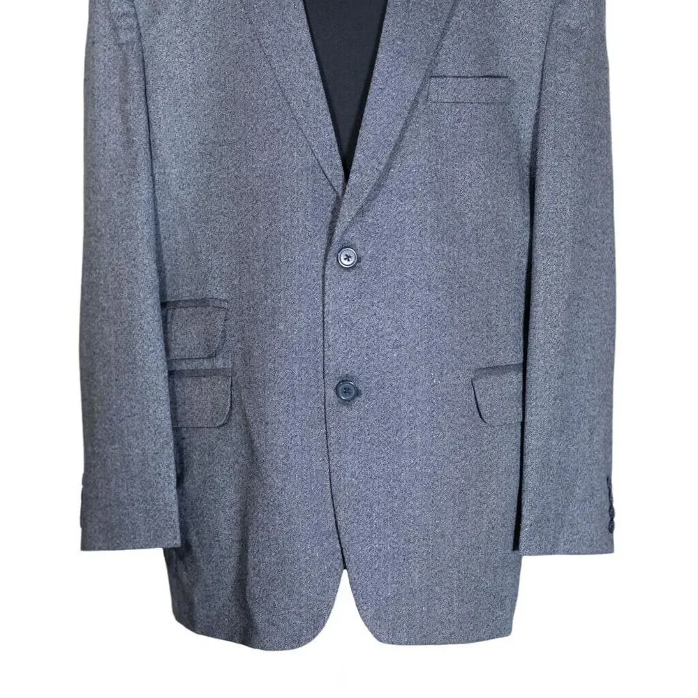 Mens Blazer Blue Wool Twill Dress Formal Suit Jacket Wedding Sport Coat 48R
